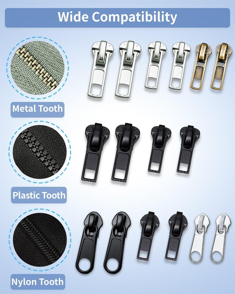 KOSOEUR Zipper Repair Kit (159 Pieces), Zipper Replacement Kit, Replacement Zippers Slider, Universal Zippers Fix Repair for Jacket, Coat, Backpack, Luggage, Suitcase (#3#5#8) - Image 5
